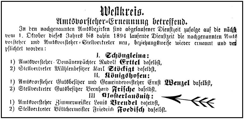 1888-10-06 Kl Amtsvorsteher Ernennung 